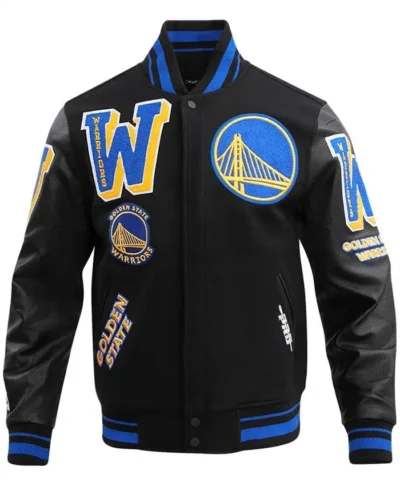 Golden State Warriors Black And Blue Varsity Jacket