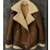 Hailey Bieber Brown Shearling Jacket