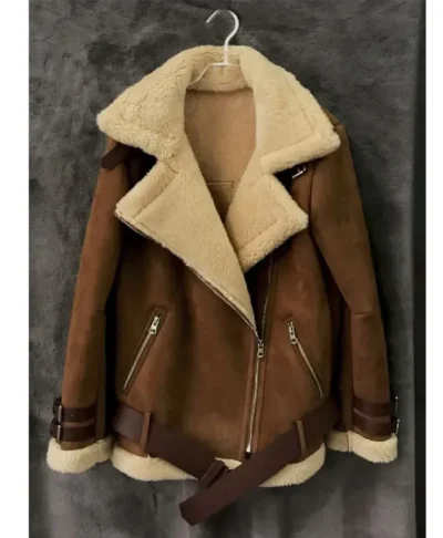 Hailey Bieber Brown Shearling Jacket