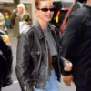 Hailey Bieber Distressed Black Jacket
