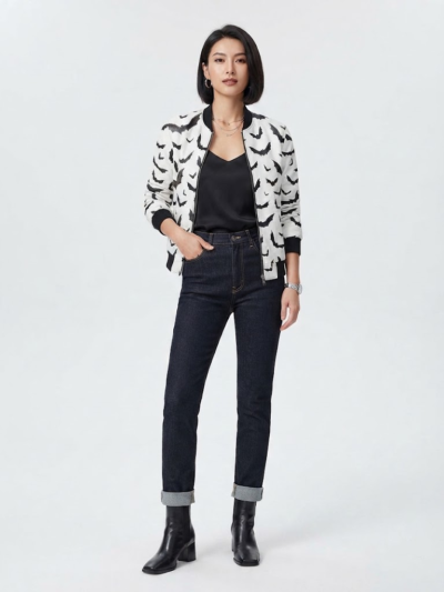 Halloween Black Bats Bomber Jacket