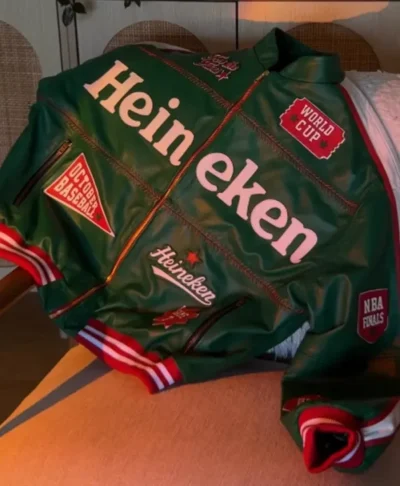 Heineken Green Leather Bomber Jacket