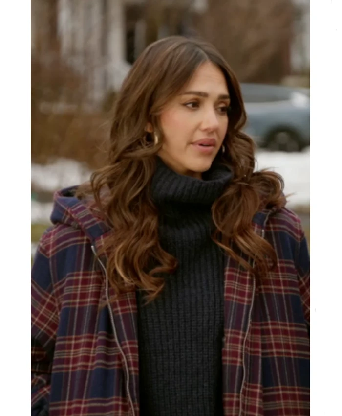Honest Renovations S04 Jessica Alba Plaid Hooded Jacket