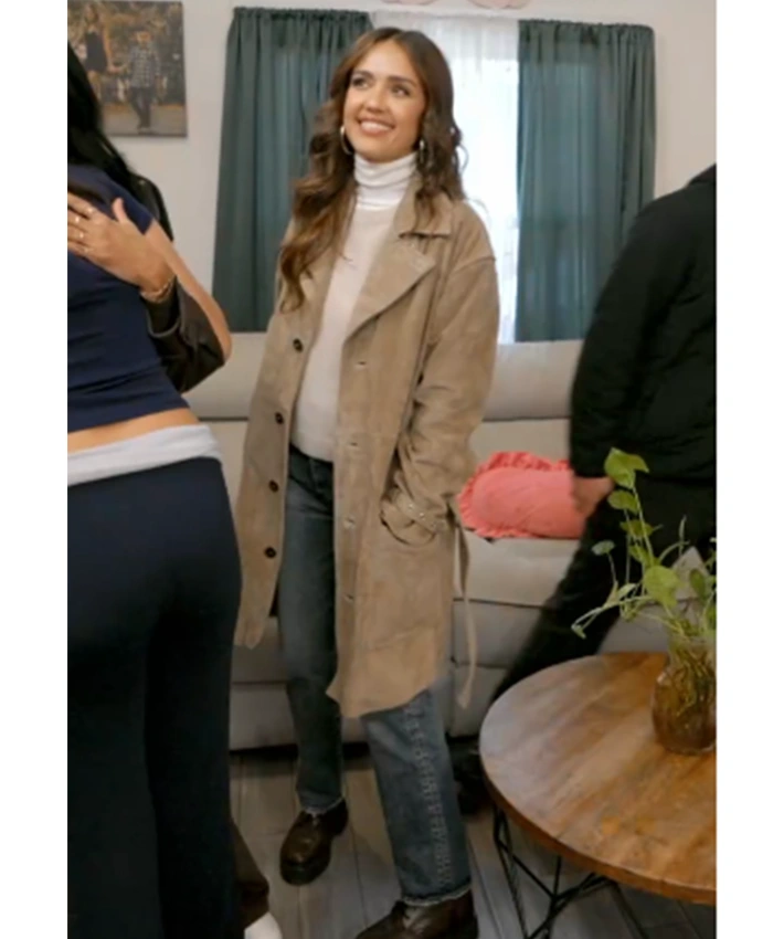 Honest Renovations S04 Jessica Alba Suede Trench Coat
