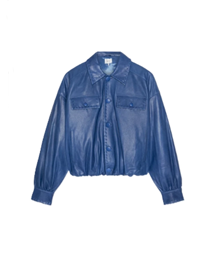 Honest Renovations S04 Lizzie Mathis Blue Leather Jacket