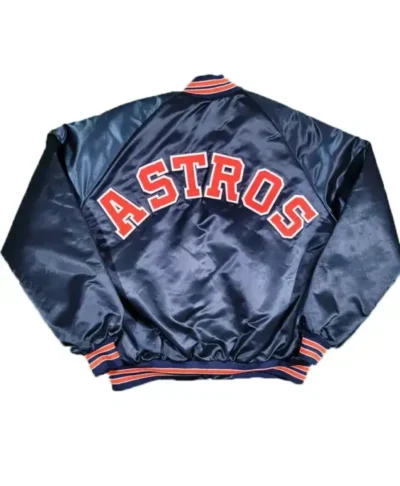 Houston Astros Vintage Navy Blue Satin Varsity Jacket