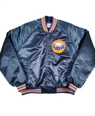 Houston Astros Vintage Navy Blue Satin Varsity Jacket