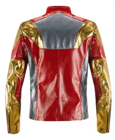 Iron Man Red Golden Genuine CowHide Leather Jacket