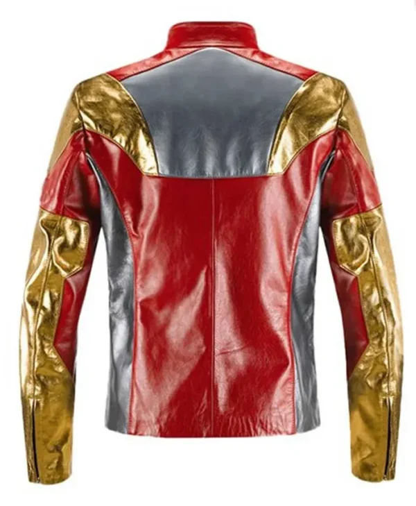 Iron Man Red Golden Genuine CowHide Leather Jacket