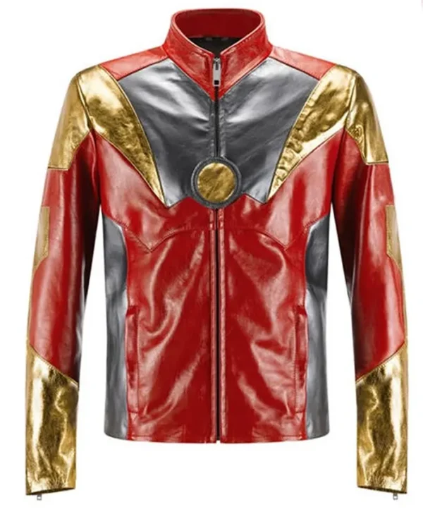 Iron Man Red Golden Genuine CowHide Leather Jacket