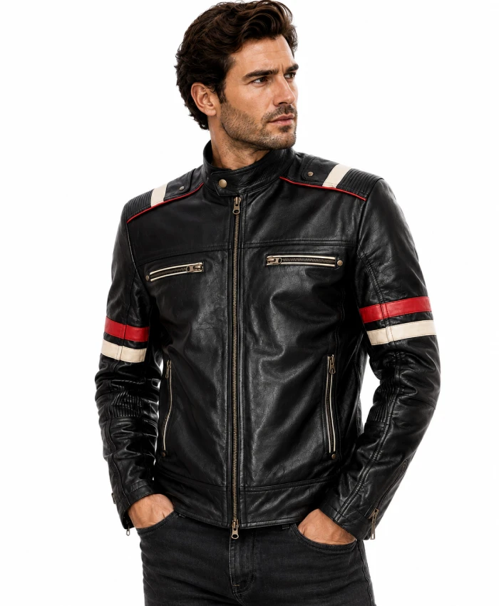 James Riding Leather Motorcycle Jacket For Men
