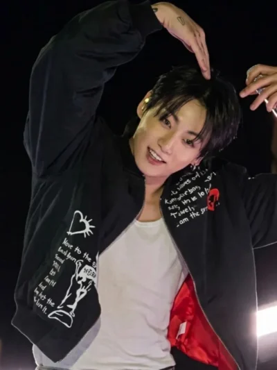 Jungkook Arirang Black Bomber Jacket