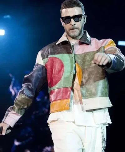Justin Timberlake Multicolor Color Block Leather Jacket
