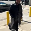 Kanye West Black Leather Long Coat