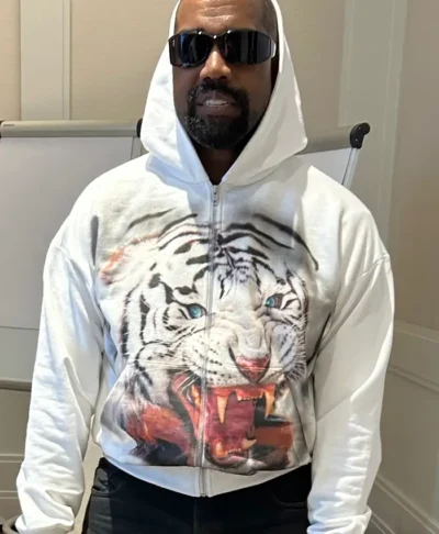 Kanye West White Tiger Zip Hoodie