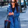 Katie Holmes Studded Blue Trench Coat