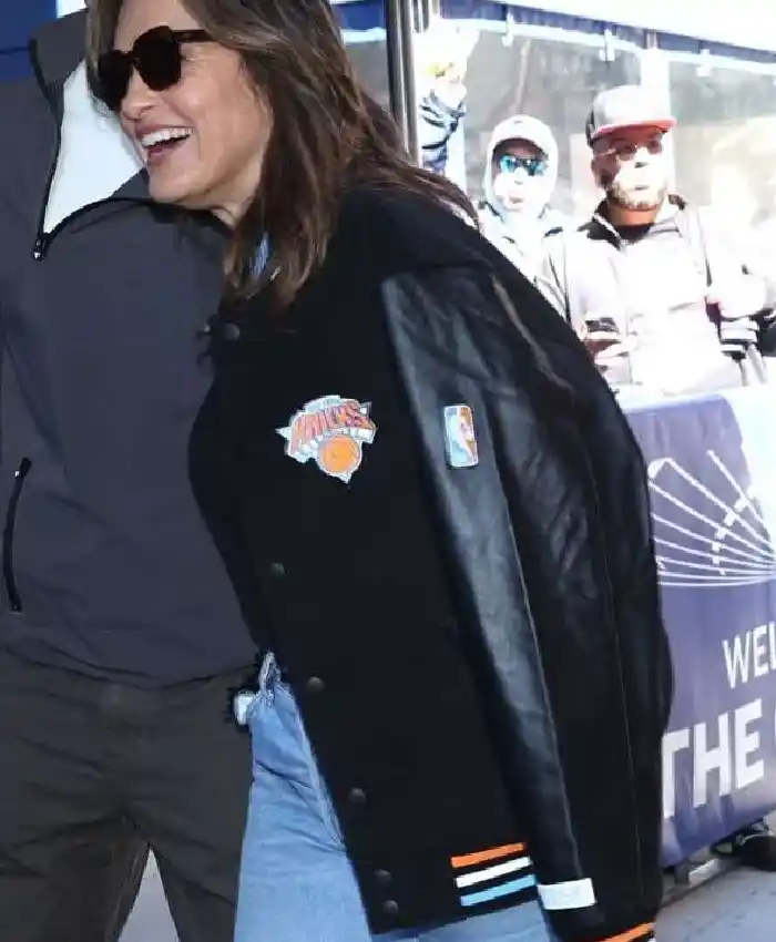 Knicks Mariska Hargitay Black Varsity Jacket