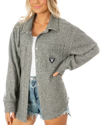 Las Vegas Raiders Gameday Couture Gray Shacket