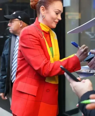 Lindsay Lohan Falling for Christmas Multi Color Blazer Coat