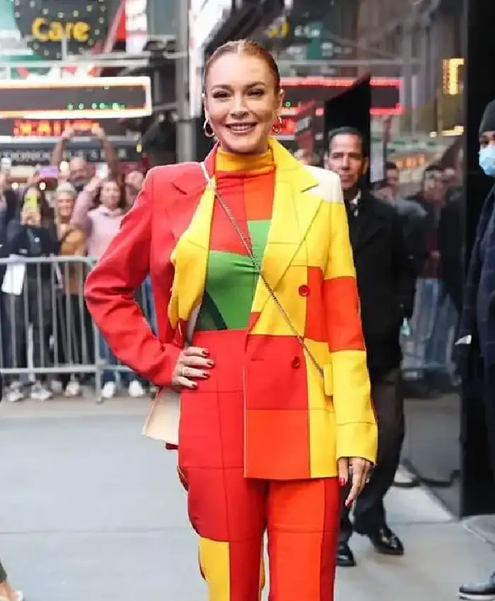 Lindsay Lohan Falling for Christmas Multi Color Blazer Coat