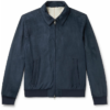 Loro Piana Blue Suede Leather Bomber Jacket