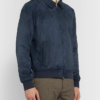 Loro Piana Blue Suede Leather Bomber Jacket