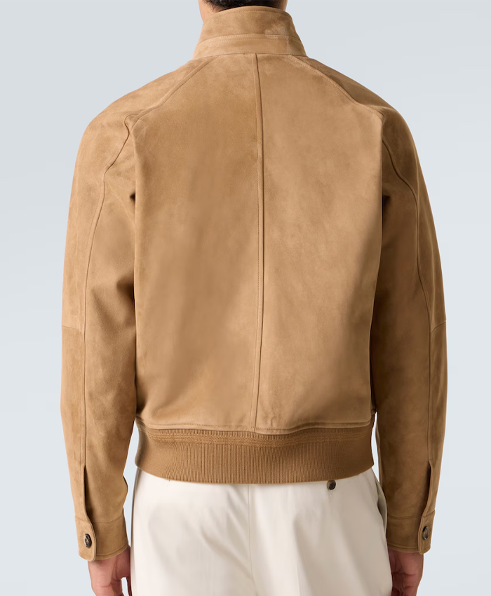 Loro Piana Novak Suede Leather Bomber Jacket