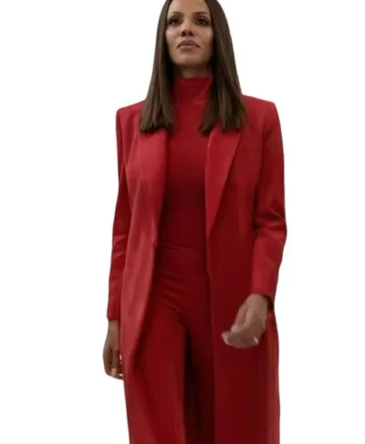 Mallory Beauty in Black Red Coat
