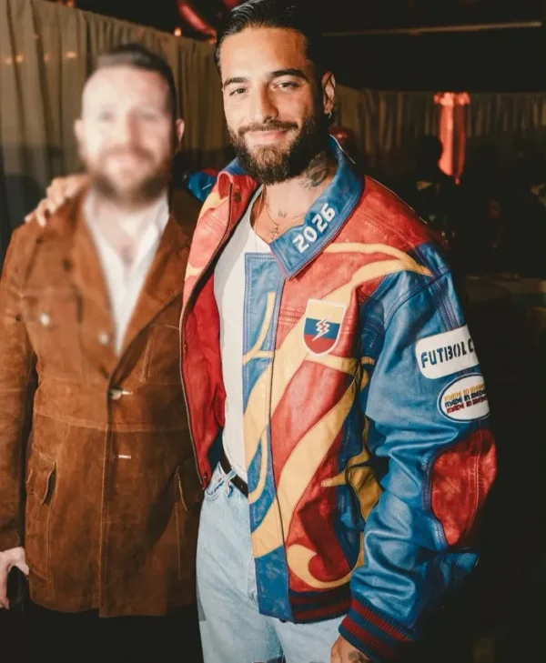 Maluma 2026 Live Performance Color-Block Leather Jacket