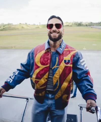 Maluma 2026 Live Performance Color-Block Leather Jacket