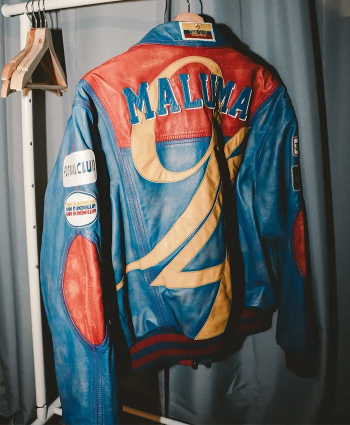 Maluma 2026 Live Performance Color-Block Leather Jacket