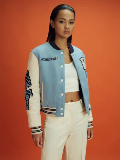 McLaren F1 Blue Varsity Bomber Jacket