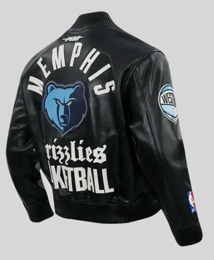 Memphis Grizzlies Modern Black Leather Bomber Varsity Jacket