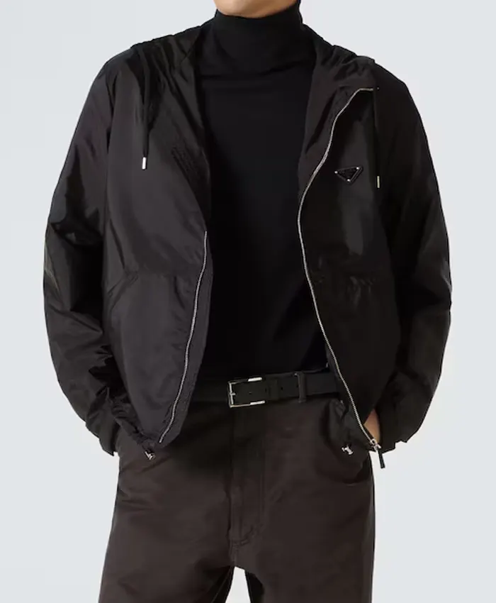 Men’s Prada Black Nylon Hooded Windbreaker Jacket