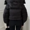 Mia Cropped Black Puffer Jacket With Detachable Hood