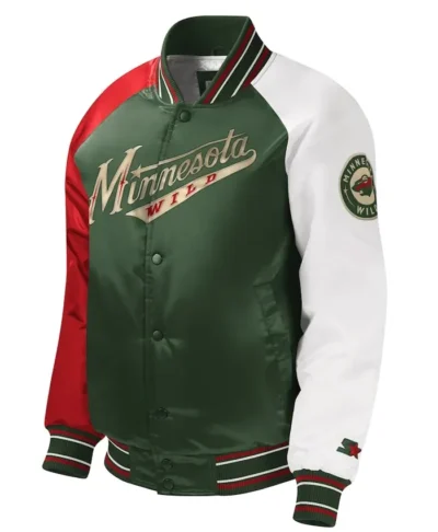 Minnesota Wild Green Satin Varsity Jacket