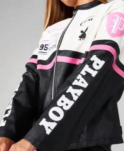 Missguided x Playboy ColorBlock Leather Jacket