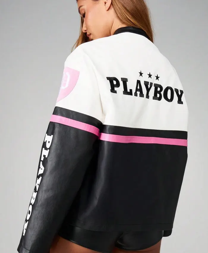 Missguided x Playboy ColorBlock Leather Jacket
