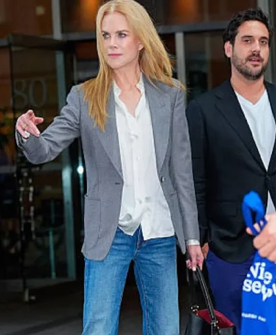 Nicole Kidman Lioness Press Junket Grey Blazer