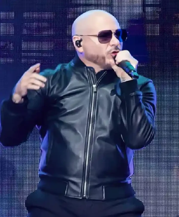 Now Party After Dark Tour Pitbull Black Leather Jacket
