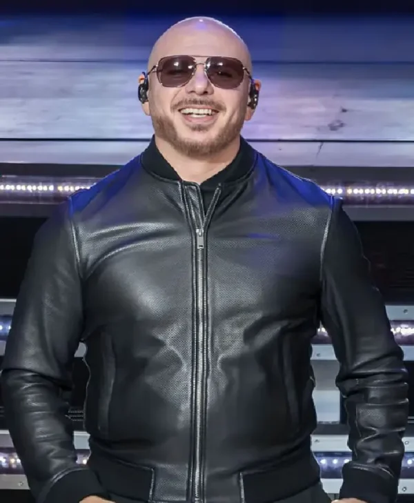 Now Party After Dark Tour Pitbull Black Leather Jacket