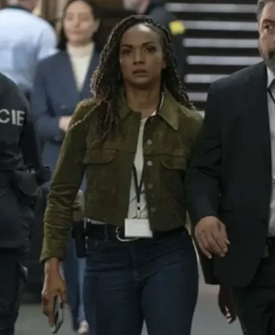 Nyla Harper The Rookie Green Suede Leather Jacket