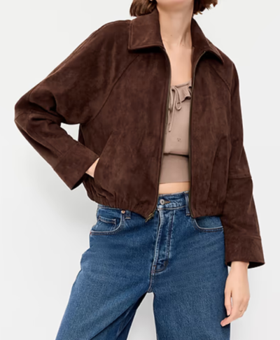Old Navy Brown Suede Harrington Jacket