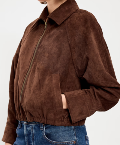 Old Navy Brown Suede Harrington Jacket