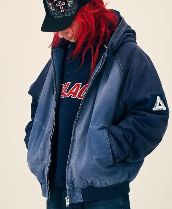 Palace Blue Washed Zip-Up Fall 2026 Hooded Jacket