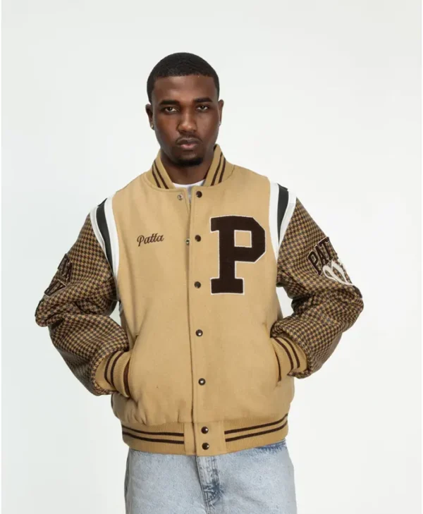 Patta Athletic P Houndstooth Wool Varsity Jacket