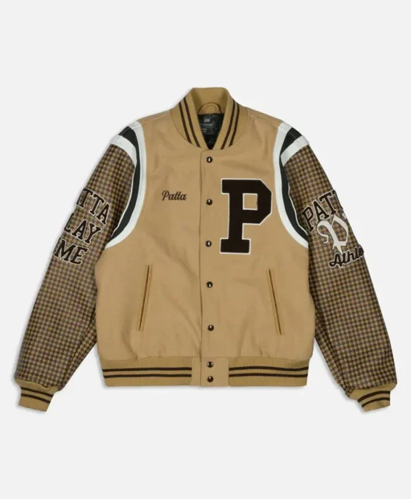 Patta Athletic P Houndstooth Wool Varsity Jacket