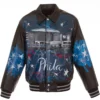 Philadelphia 76ers Black Leather Bomber Jacket