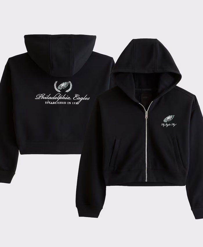 Philadelphia Eagles Abercrombie & Fitch Black Full-Zip Hooded Jacket