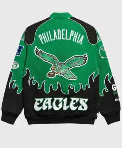 Philadelphia Eagles Black and Green Racing Jacket